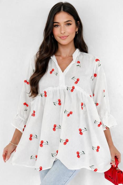 Cherry Whisper Babydoll Blouse