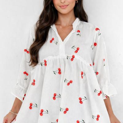 Cherry Whisper Babydoll Blouse