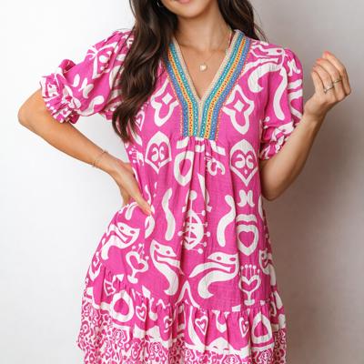 Hot Pink Ikat Heart Mini Dress