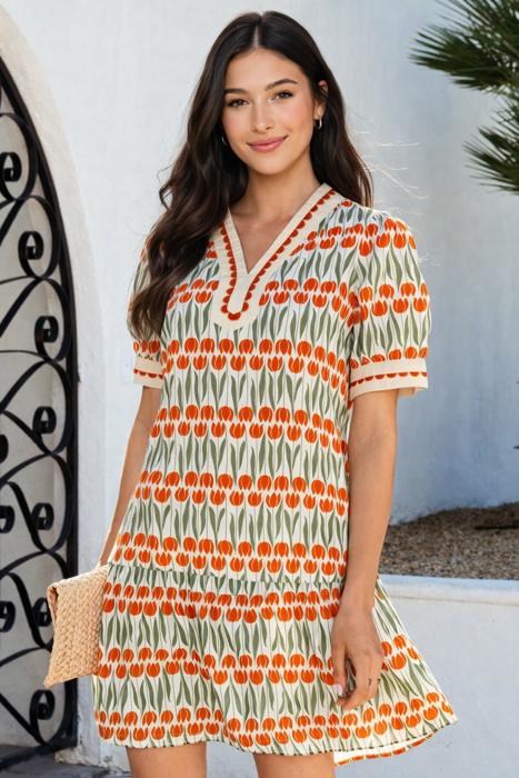 Tulip Grove Scallop Mini Dress