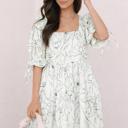  Monochrome Bloom Smocked Mini Dress