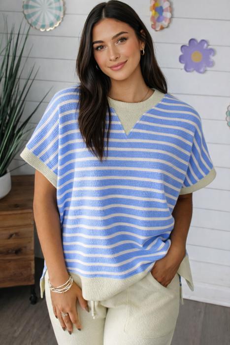 Sky Stripe Waffle Knit Top