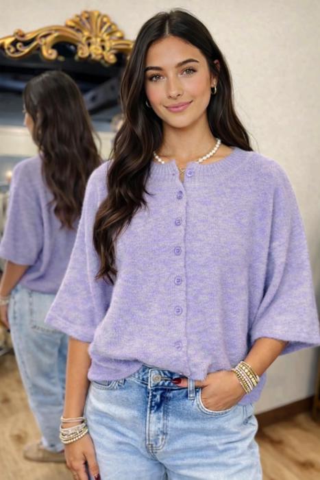 Lilac Cloud Button Cardigan