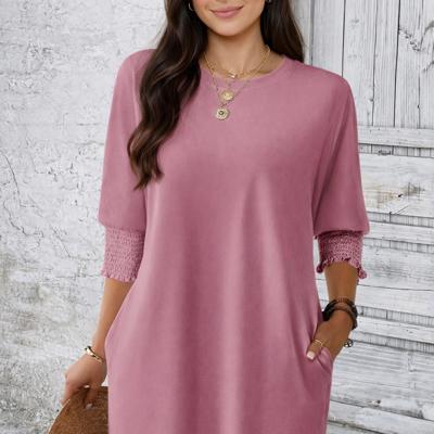 Dusty Rose Smocked Sleeve Tunic