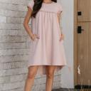  Oatmeal Ruffle Yoke Mini Dress