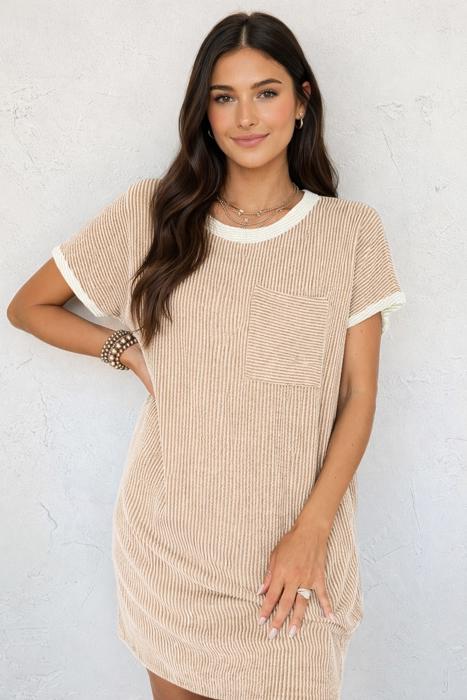 Ribbed Pocket T-Shirt Dress