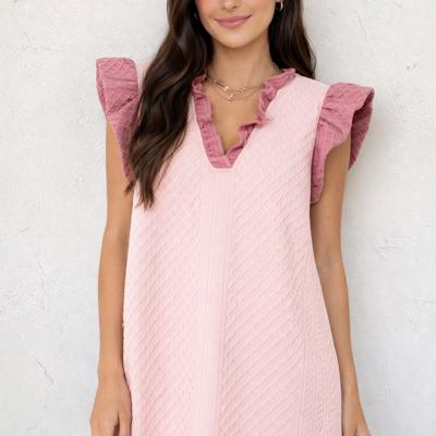 Blush Ruffle Quilted Mini Dress