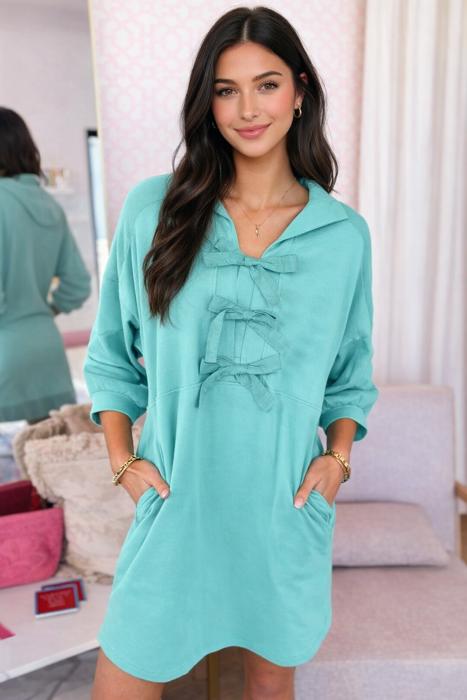 Aqua Bow Sailor Shift Dress