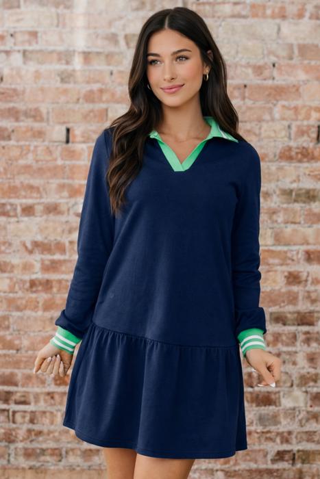 Navy Prep Ruffle Polo Mini Dress
