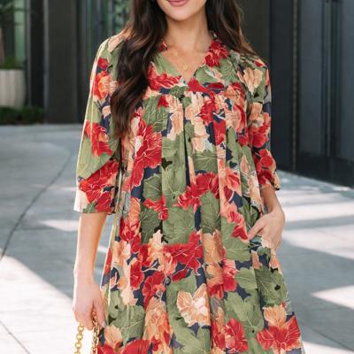 Botanical Bloom Ruffle Mini Dress