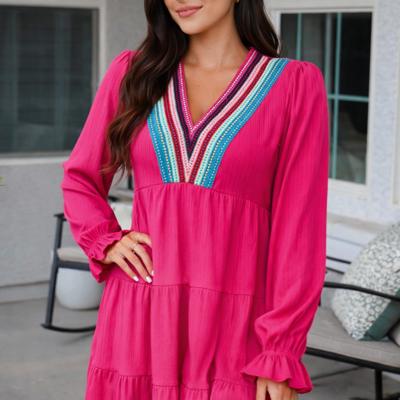 Fiesta Fringe Embroidered Mini Dress