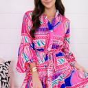  Neon Ikat Ruffle Mini Dress