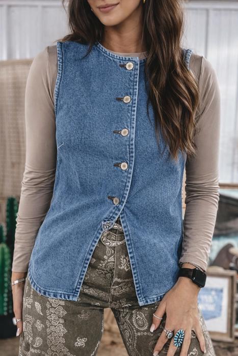 Indigo Heritage Snap Vest