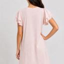  Blush Petal Flutter Sleeve Dress