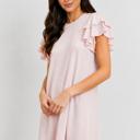  Blush Petal Flutter Sleeve Dress
