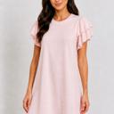  Blush Petal Flutter Sleeve Dress