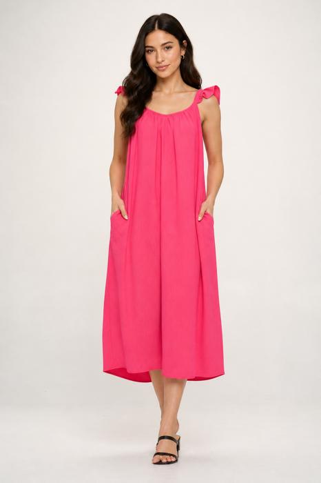 Rosé Flutter Flow Midi Dress