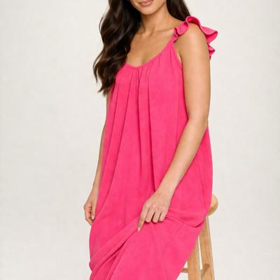 Rosé Flutter Flow Midi Dress