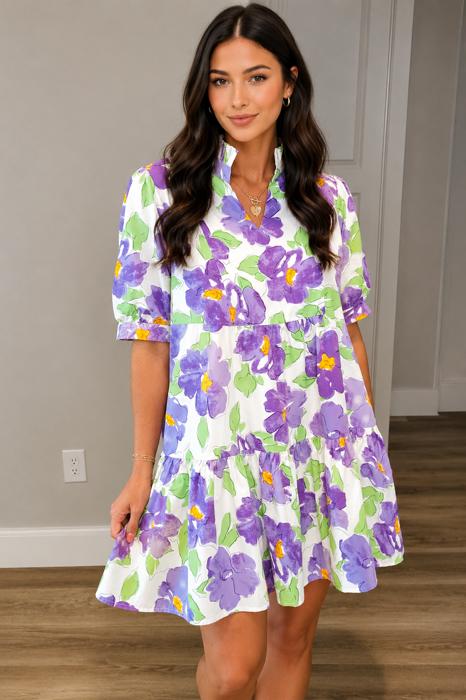 Lavender Muse Floral Babydoll Dress