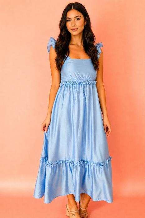 Bluebell Breeze Ruffle Midi Dress