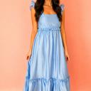  Bluebell Breeze Ruffle Midi Dress