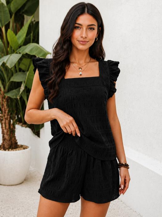 Midnight Black Breeze Ruffle Set