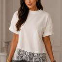  Ivory Whisper Lace Hem Top