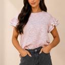 Blush Sweetheart Ruffle Knit Top