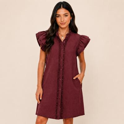 Crimson Romance Ruffle Dress