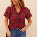  Festive Pearl Tartan Blouse