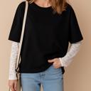  Lace Layered Contrast Top