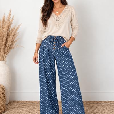 Dotty Blue Wide Leg Jeans