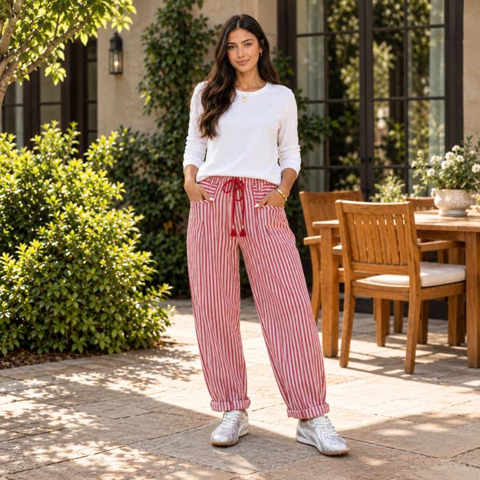 Red Stripe Relaxed Pants