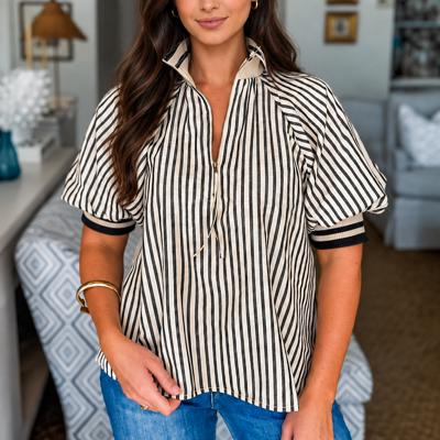 City Stripe Polo Blouse