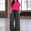  French Plaid Wide Leg Pants