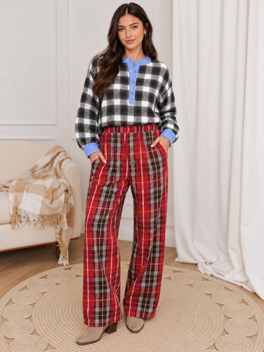 Cozy Plaid Pocket Pants