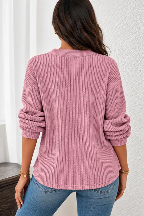 Misty Pink Knit Henley