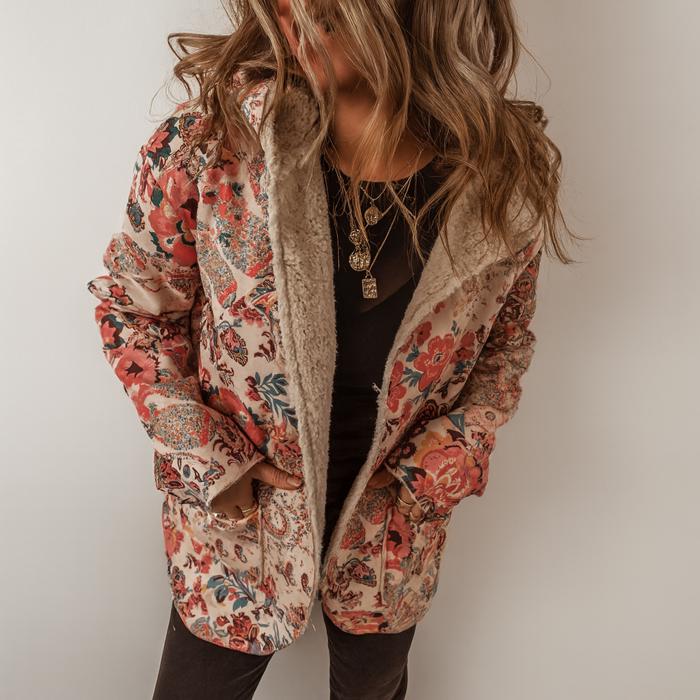 Boho Bloom Sherpa Jacket