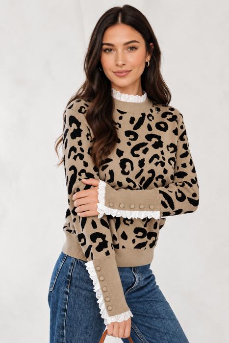 Wildly Romantic Lace Trim Sweater