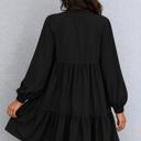  Midnight Ruffle Tie-Neck Dress