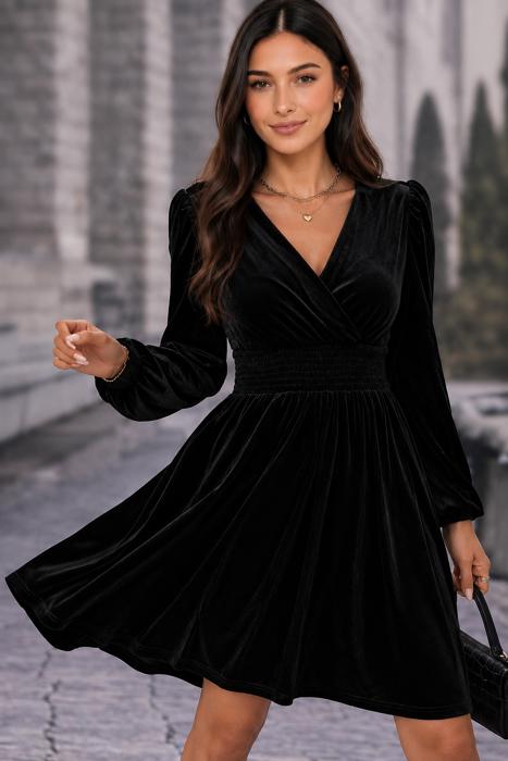 Midnight Velvet Wrap Mini Dress