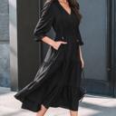  Midnight Tiered Ruffle Midi Dress