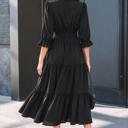 Midnight Tiered Ruffle Midi Dress