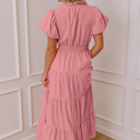  Blush Tiered Puff Sleeve Maxi Dress