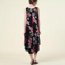  SALE!  Last Piece - Size S - only -Made in USA - Black Floral Drop-Waist Dress