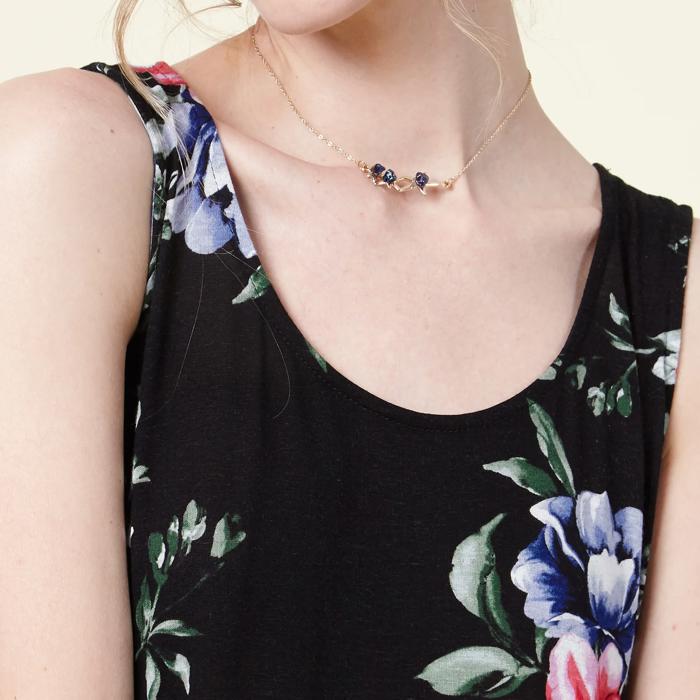 SALE!  Last Piece - Size S - only -Made in USA - Black Floral Drop-Waist Dress