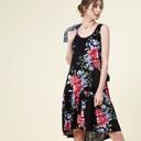  SALE!  Last Piece - Size S - only -Made in USA - Black Floral Drop-Waist Dress