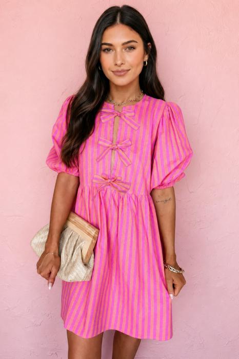 Pink Lemonade Bow Babydoll Dress