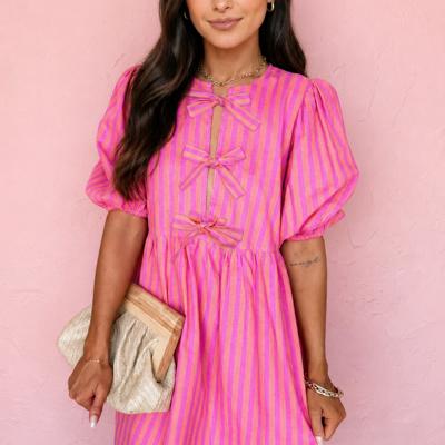 Pink Lemonade Bow Babydoll Dress