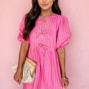  Pink Lemonade Bow Babydoll Dress
